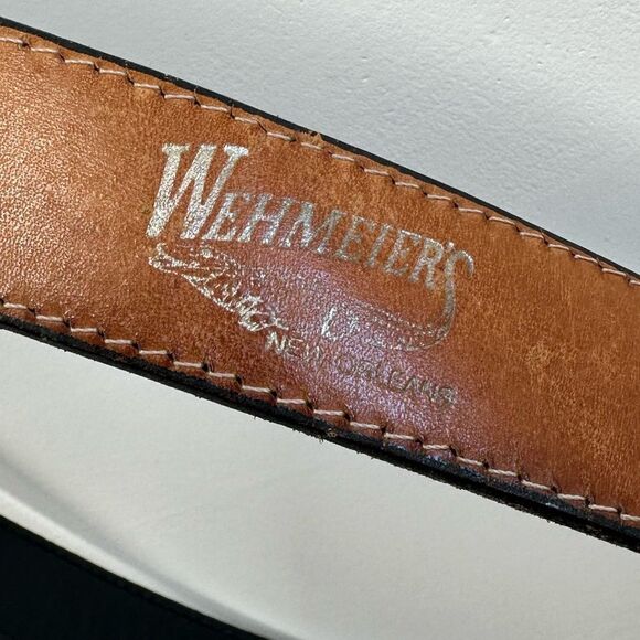 Nocona Vintage Black Leather Western Belt Silver Tone Hardware Buckle Size L - Picture 9 of 9